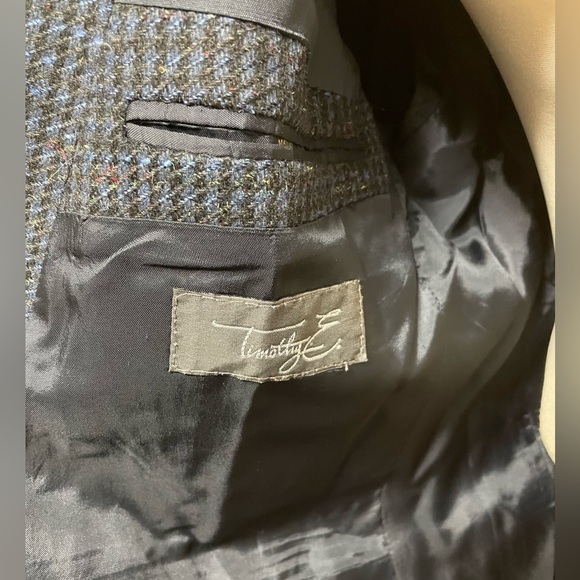 Timothy E double breasted blue & black blazer and sport coat fits like a 40L - Picture 2 of 4